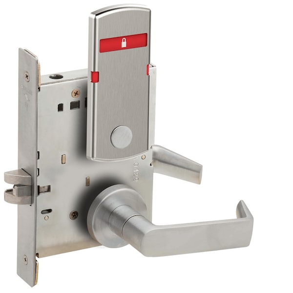 Schlage Grade 1 Bed Bathroom Privacy Mortise Lock, 06 Lever, A Rose, Indicator displays with Icons, Exterior L9040 06A 626 L283-724 - main